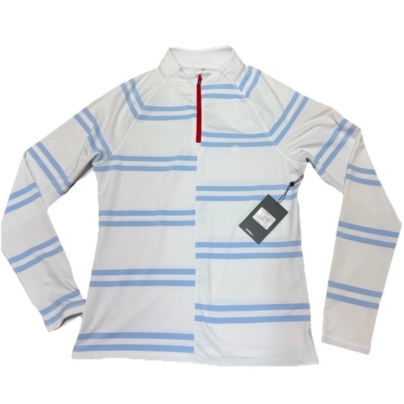 NWT G/FORE Women’s White Luxe Staple Colorblock Quarter-Zip Golf Pullover Sz L